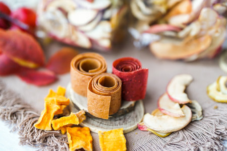 autumn still life with dried fruits and spices, selective focus.の写真素材