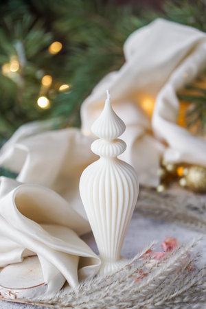 Christmas Decoration Over Wooden Background. Selective focus. Holiday Concept.の写真素材