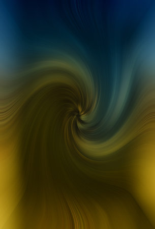 A unique artistic element for the interior or wallpaper. Color transitions blue and yellow, a swirl from the center and a square edge.の写真素材