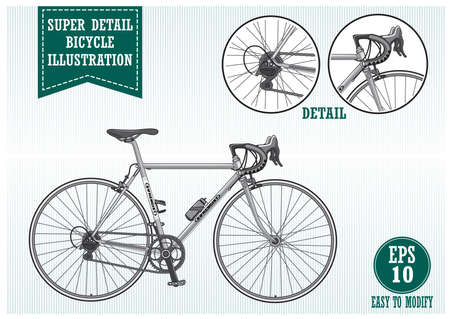 super detail bike or bicycle illustration easy to modifyのイラスト素材