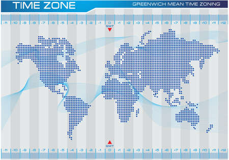 time zone and world map illustration, for internet content, brochure, poster. easy to modifyのイラスト素材