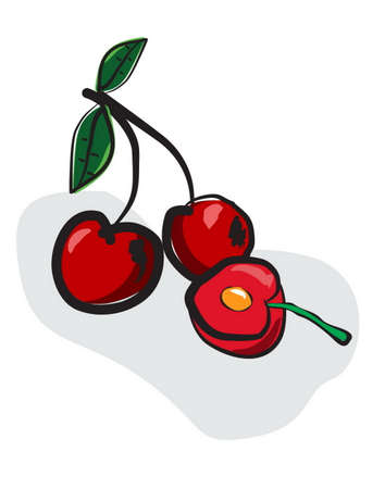 red cherry in doodle style