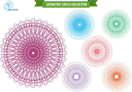 spirograph or round ornament or geometric circle isolated. editable and easy to modify for money design, voucher, currency, gift certificate, coupon, banknote, diploma, check, note.のイラスト素材