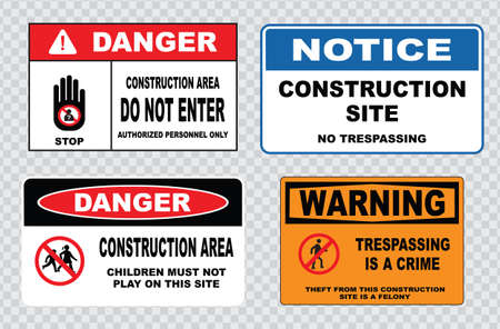site safety sign or construction safety construction area no unauthorized admittance danger construction area do not enter warning construction site.のイラスト素材