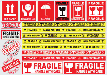 Fragile Sticker sign. easy to modifyのイラスト素材