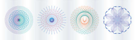 Set of spirograph in dual tone colorのイラスト素材