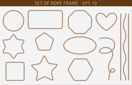 Set of seamless Rope frame with various shape. easy to modifyのイラスト素材
