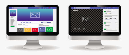 set of social media layout mock up with cute design. (smartphone with social media application, with...