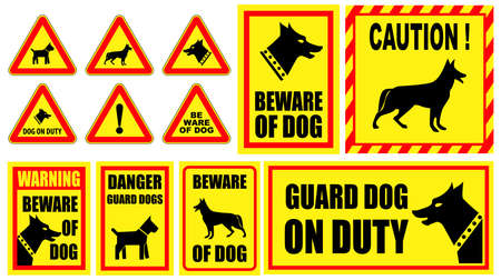 set of dog on guard. suitable to create sticker, or sign on fence. easy   to modifyのイラスト素材