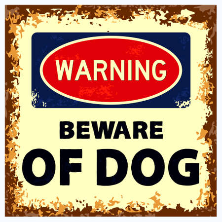 warning beware of dog sign. grunge style. easy to modifyのイラスト素材