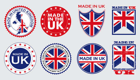 set of made in united kingdom label for retail product or fabric items. easy to modifyのイラスト素材