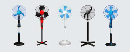 set of electric fan. easy to modifyのイラスト素材