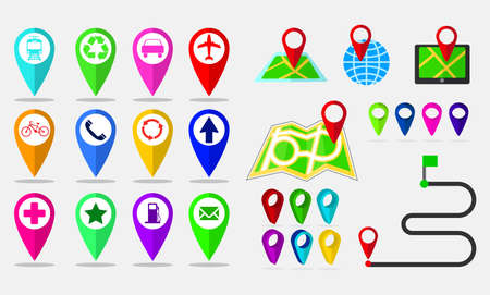 set of maps pin, locating destination on application or gadget. easy to modifyのイラスト素材