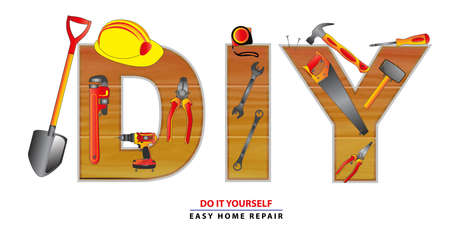 do it yourself concept, or set of hand tools. easy to modifyのイラスト素材