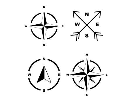 set of compass or north arrow concept. easy to modifyのイラスト素材