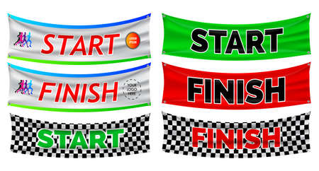 set of start and finish banner line for marathon run concept. easy to modifyのイラスト素材