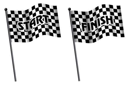 set of racing flag, finish and start line concept. easy to modifyのイラスト素材