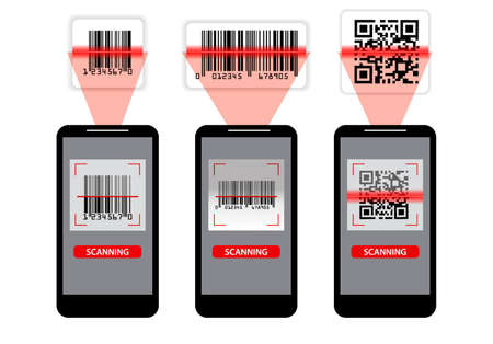 set of various bar code or set of packaging label bar code or qr codes. eps 10, easy to modifyのイラスト素材