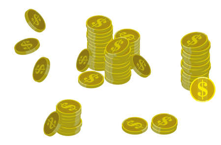 set of bunches stacks dollar in flat style or coin dollar in different style or   finance currency concept in doodle. eps 10 vector, easy to modifyのイラスト素材