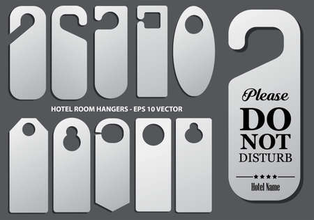 Set of hotel room hangers template or do not disturb information or template   label hotel concept. eps 10 vector, easy to modifyのイラスト素材