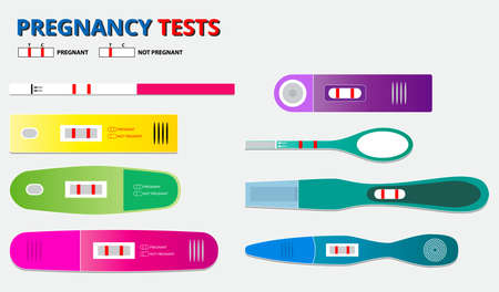 set of pregnancy test kit or positive negative pregnancy result test. eps 10   vector, easy to modifyのイラスト素材