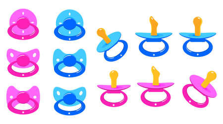 et of flat baby silicone pacifier or new born babies silicone pacifier concept. eps 10 vector, easy to modifyのイラスト素材