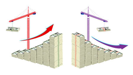 set of economic chart or economic infographics theme or annual report concept. vector, easy to modifyのイラスト素材