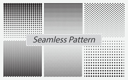 set of dotted seamless pattern or halftone dot pattern seamless or gradient smooth dot halftone concept.のイラスト素材