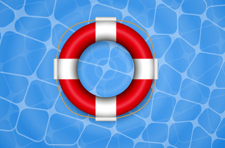 set of various lifebuoy isolated or lifeguard rescue equipment or safety beach worker with life jacket concept. eps 10 vector, easy to modifyのイラスト素材