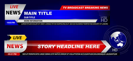 set of breaking news template tv or banner template hot news for broadcasting or live report streaming television concept. eps 10 vector, easy to modifyのイラスト素材