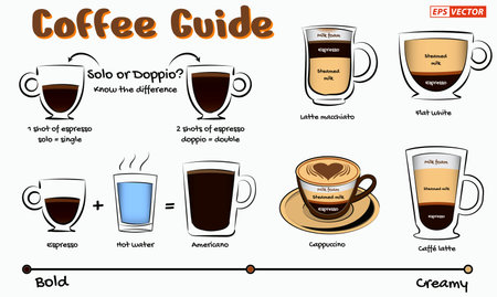 coffee guide illustration in cartoon style or how to brew coffee hot tasty drink or instruction preparation coffee. eps vectorのイラスト素材