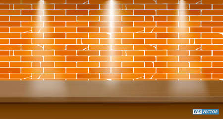 set of realistic blank table mock up with wall background or blank desk with down light or mock up table exhibition concept. eps vectorのイラスト素材