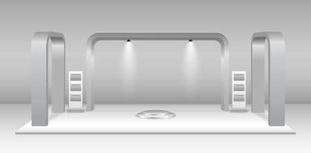set of realistic trade exhibition stand or white blank exhibition kiosk or stand booth corporate commercial. eps vectorのイラスト素材