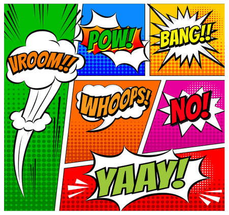 set of comic bubbles template or black white bubble speech with halftone shadows or vintage bubble...