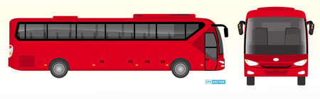 set of realistic passangers bus or travel bus side view and front back view or mockup automotive public transport template. eps vectorのイラスト素材