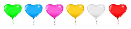 set of realistic love flying balloons isolated or multicolored helium balloon or group of balloon decoration for party. eps vectorのイラスト素材
