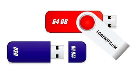 set of blank pen usb drive isolated or usb flash drive template for promotional branding or flash...
