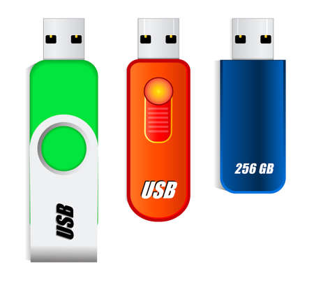 set of blank pen usb drive isolated or usb flash drive template for promotional branding or flash memory pen drive. eps vectorのイラスト素材