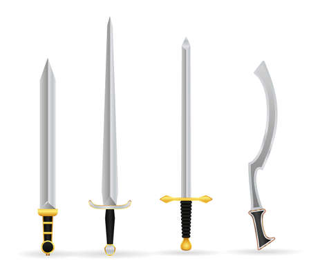 set of realistic sword warrior with metal shield. eps vectorのイラスト素材