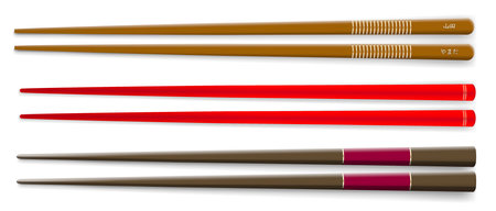 set of wooden chopstick isolated or chopstick for eating sushi, sea food, japanese and chinese food. eps vectorのイラスト素材