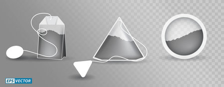 set of tea bag with label tag isolated. eps vectorのイラスト素材