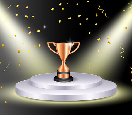 set of realistic golden trophy cup champion. eps vectorのイラスト素材