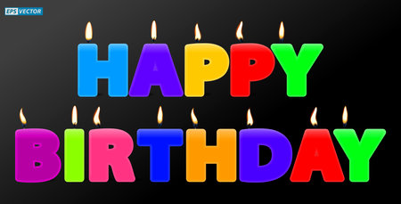 realistic of birthday cake candle or burning flames candles with various color. eps vectorのイラスト素材