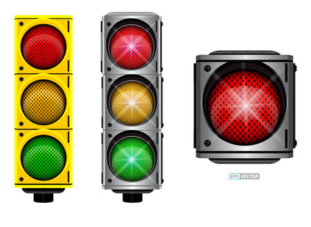 set of realistic traffic light with flash light isolated. Eps Vectorのイラスト素材