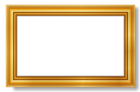 Golden picture frame. Isolated on white background. Vector illustration.の写真素材