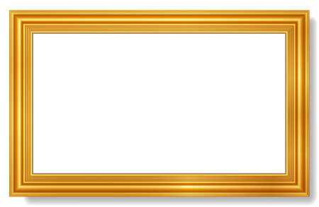 Gold picture frame. Isolated on white background. Vector illustration.の写真素材