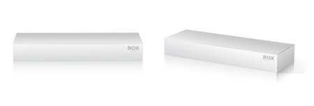 Realistic white box package mockup. Blank packaging template. Vector illustration.の写真素材
