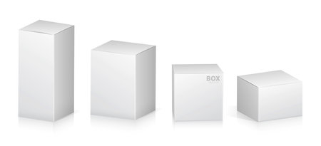 Set of white boxes. Vector illustration isolated on a white background.の写真素材