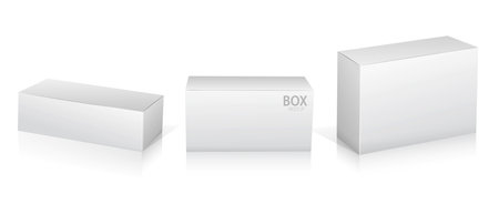 White box mockup. Realistic 3d box template. Vector illustration.の写真素材