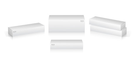 Set of white box packaging on white background. Vector Illustration.の写真素材